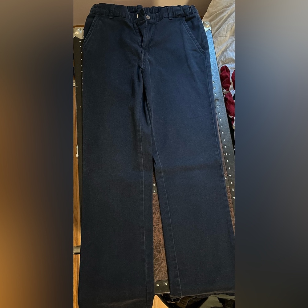 Boy’s Chaps “dockers” style schoolwear approved navy blue pants.